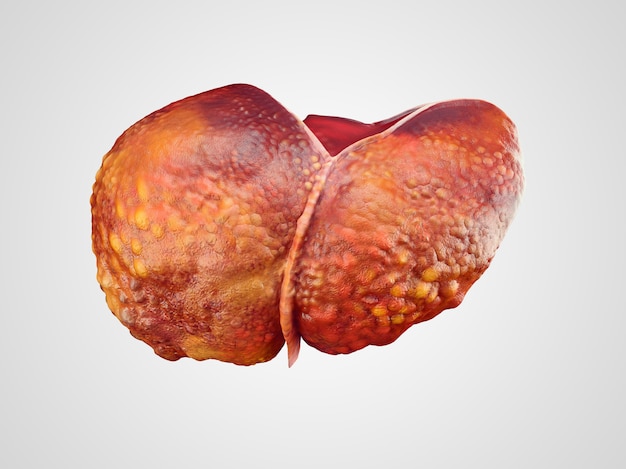 Realistic illustration of cirrhosis of human liver