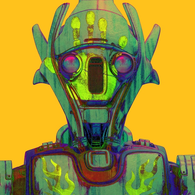 Realistic illustration of colorful 3d robot