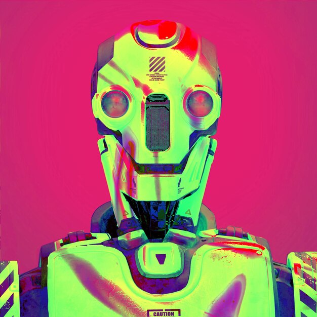 Realistic illustration of colorful 3d robot