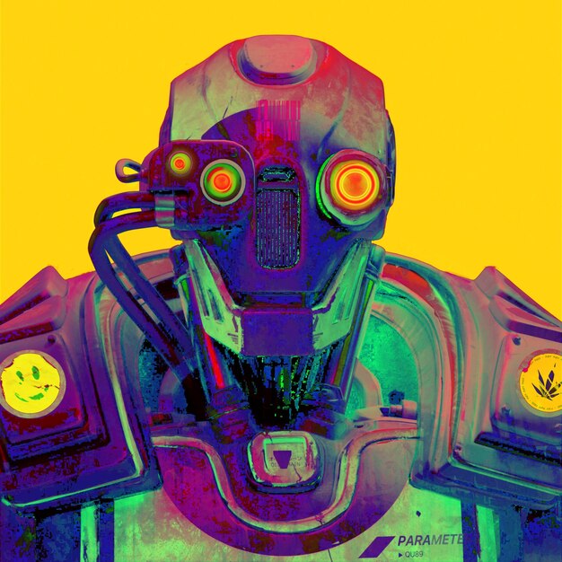 Realistic illustration of colorful 3d robot