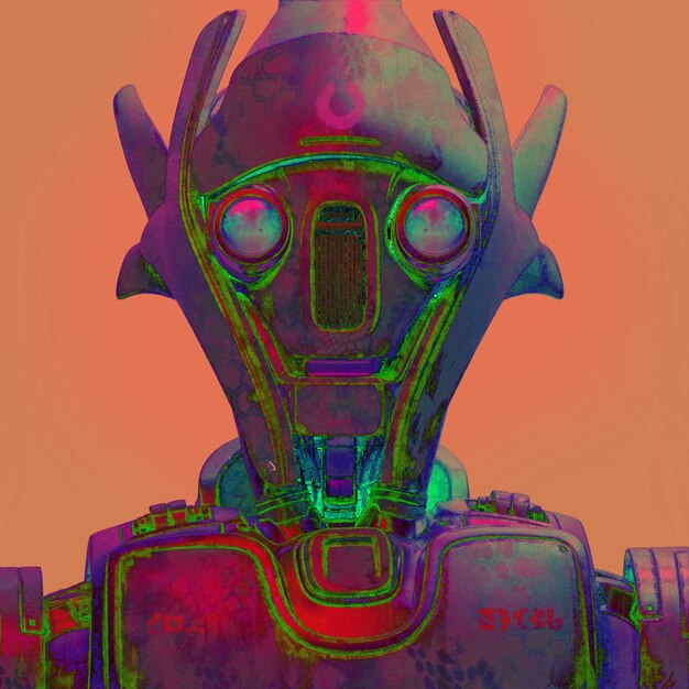 Realistic illustration of colorful 3d robot