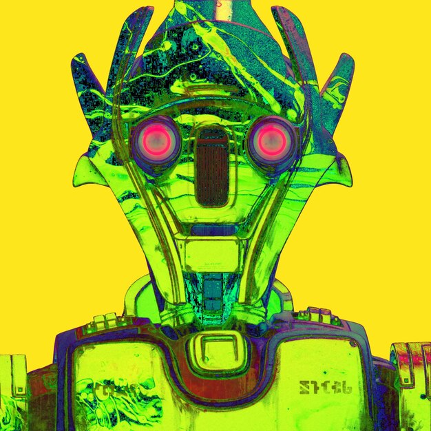 Realistic illustration of colorful 3d robot