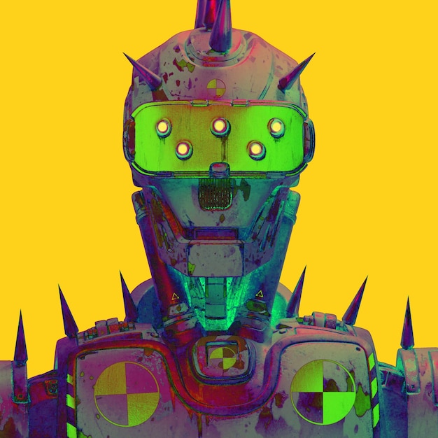 Realistic illustration of colorful 3d robot