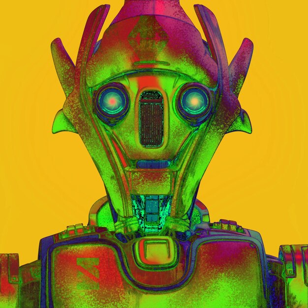 Realistic illustration of colorful 3d robot