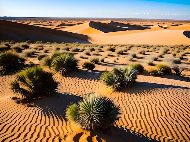 Foto illustrazione realistica delle dune desertiche e dell'ambiente arido