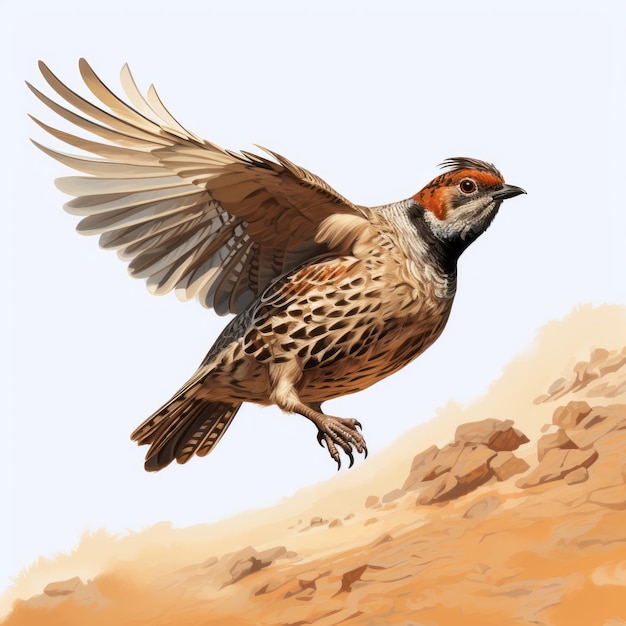 Realistic Illustration Of A Flying Quail In Travis Charest Style