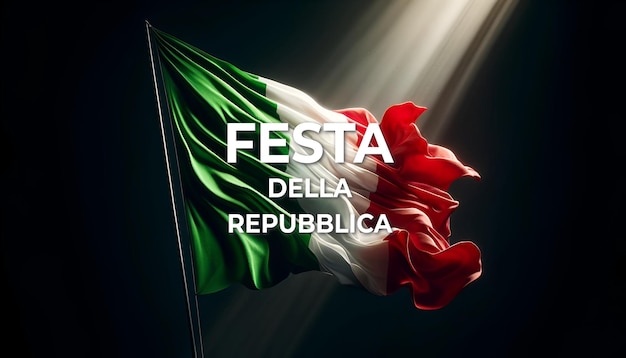 Photo realistic illustration for italy republic day with the flag of italy