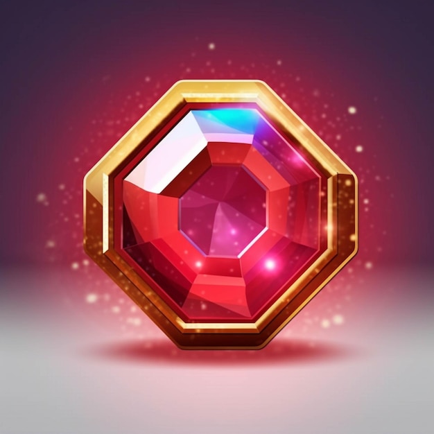 Realistic illustration of a ruby jewel in a gold frame generative ai