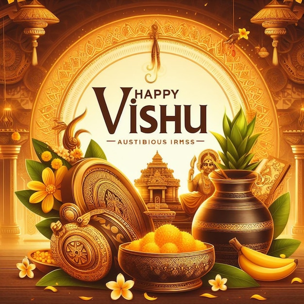 Realistic illustration for Vishu festival celebration