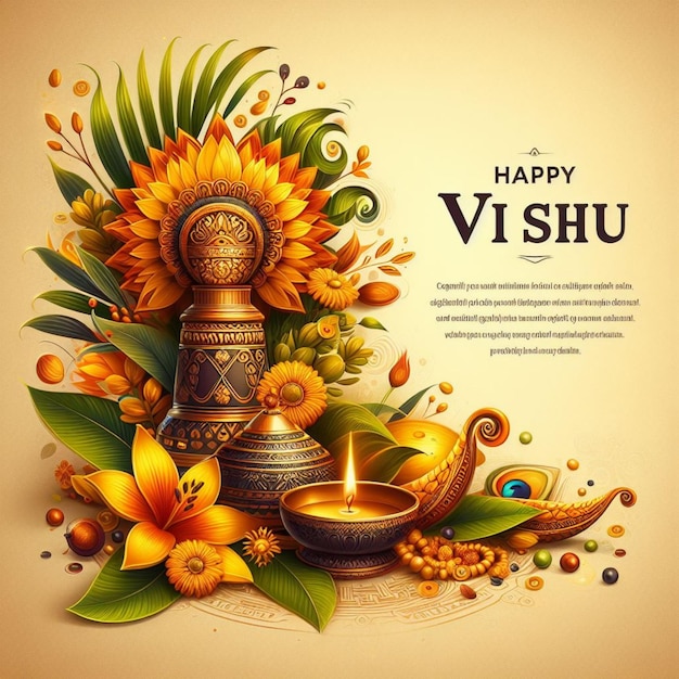 Photo realistic illustration for vishu festival celebration