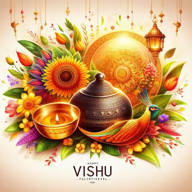 Photo realistic illustration for vishu festival celebration