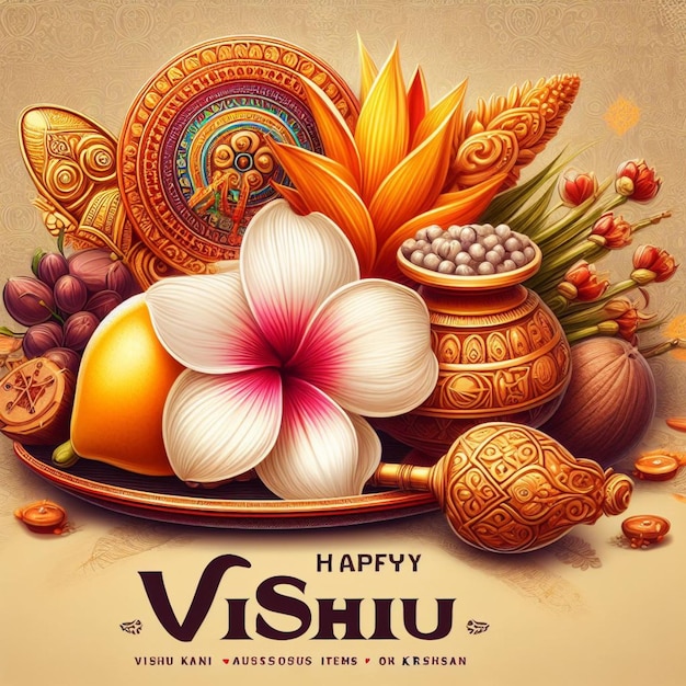 Photo realistic illustration for vishu festival celebration