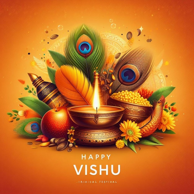 Realistic illustration for Vishu festival celebration