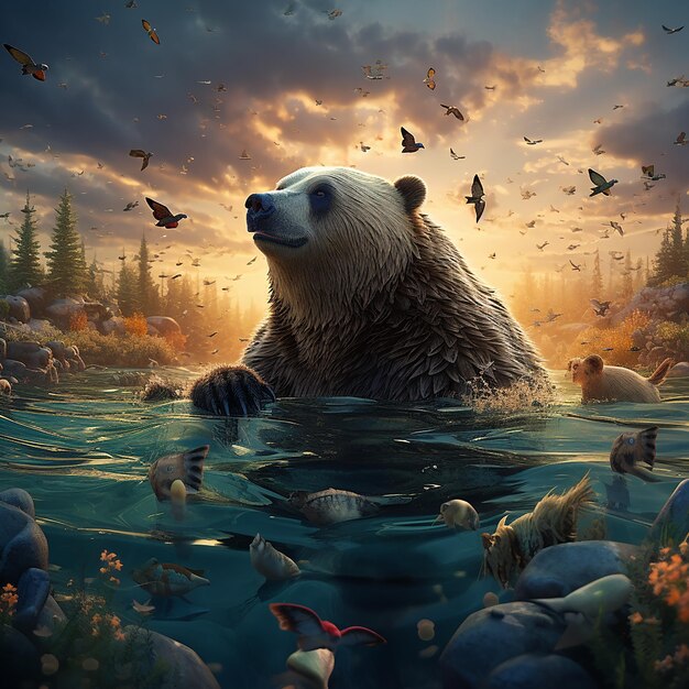 Realistic Illustration of wild life