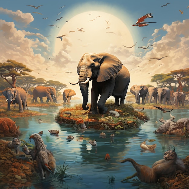 Realistic Illustration of wild life