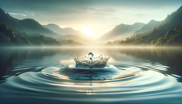 Realistic illustration for world water day with a crystal clear ripple expanding across the surface