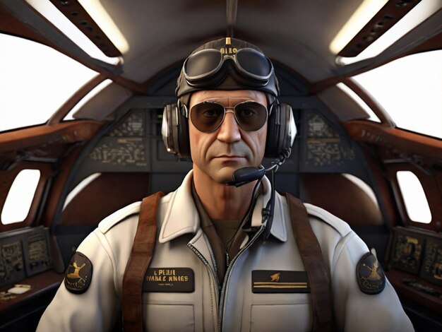 Realistic image of airplane pilot