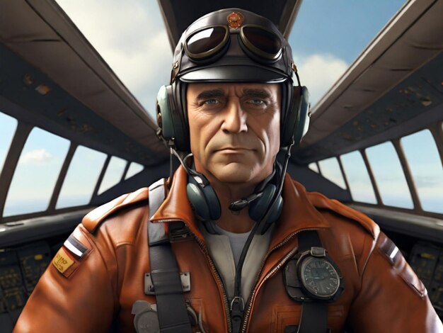 Realistic image of airplane pilot