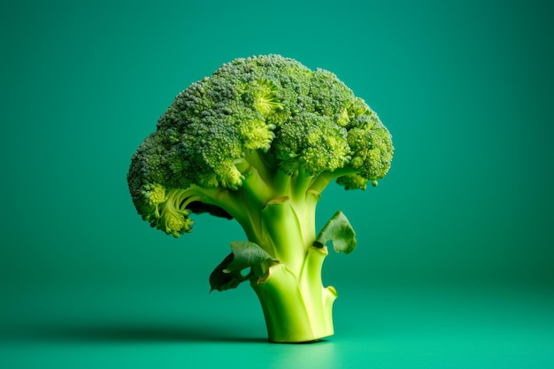 Realistic image of a broccoli on a coloured background