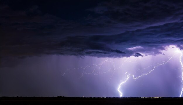 Realistic image capturing the brilliance of lightning tearing through the darkened sky durin