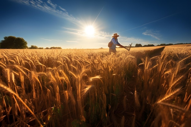 A realistic image of a farmer working in a field