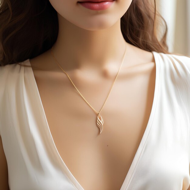 realistic image gold necklace modern design