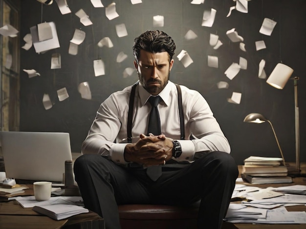 Photo realistic image of man business stress