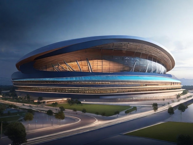 Photo realistic image of modern stadium