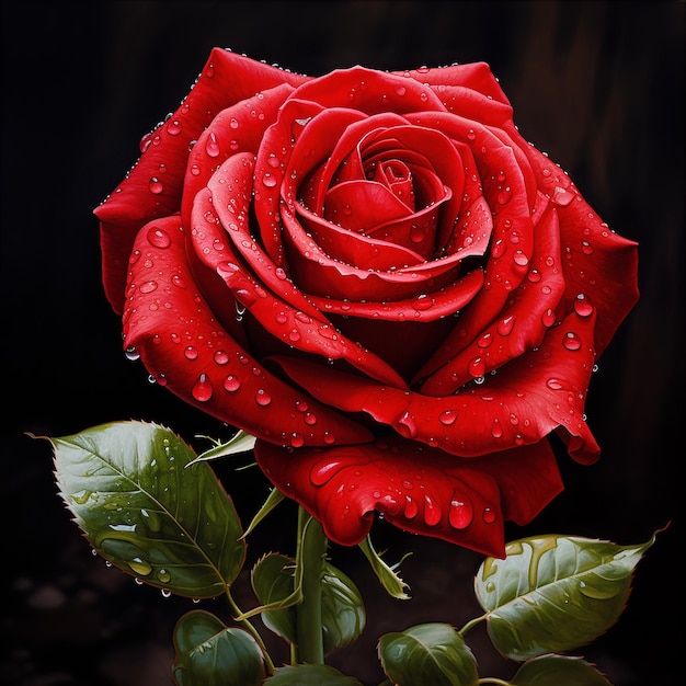 Photo realistic image of red rose