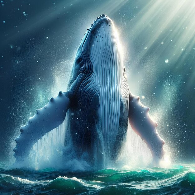 realistic image of a whale jumping 4