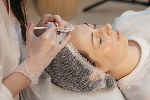 Realistic injections in face of adult women