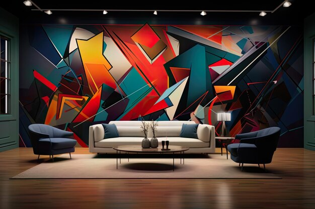 Realistic Interpretation of a Dynamic Memphis Background with Vibrant Elements