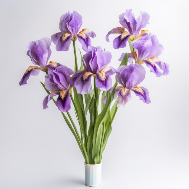 Realistic iris photography on white table in high resolution