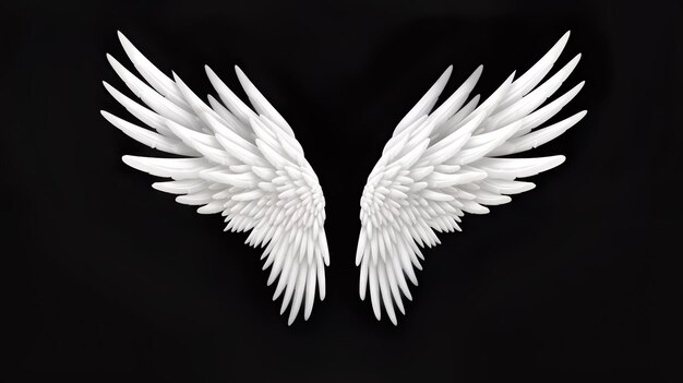 Photo realistic isolated angel wings with white feathers