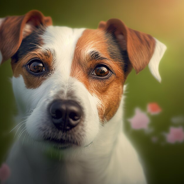 Realistic jack russel terrier on ravishing natural outdoor background