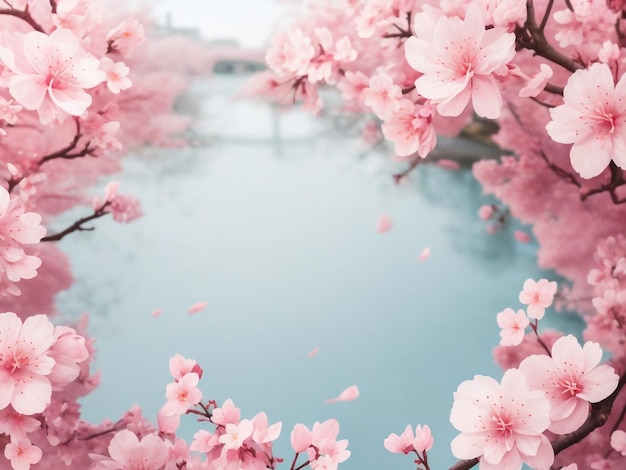 現実的な日本の桜の枝と開花した花