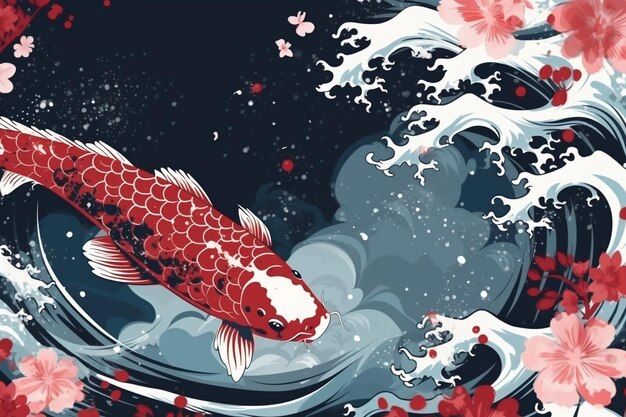 Photo realistic koi fish background