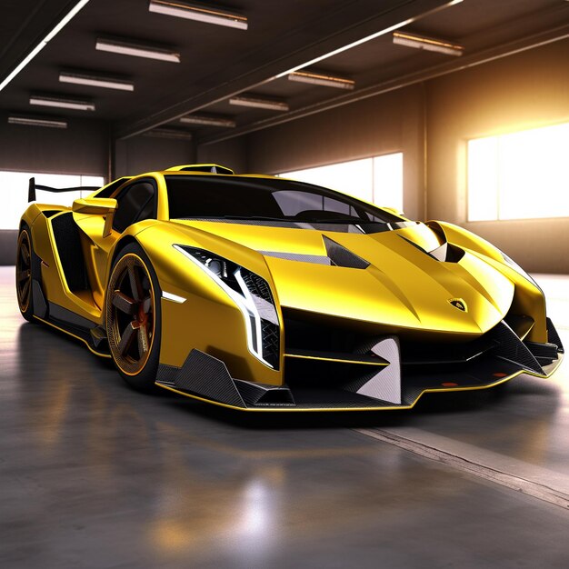 Foto realistica auto sportiva lamborghini placcata d'oro e a più colori su sfondo solido foto icona