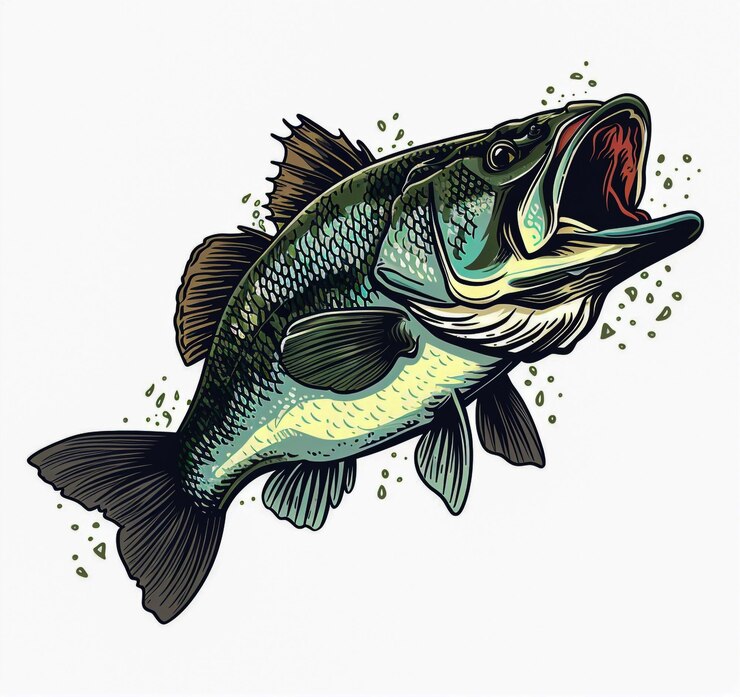 Photo realistic large mouth bass vector illustration for fishing logos and outdoor branding designs