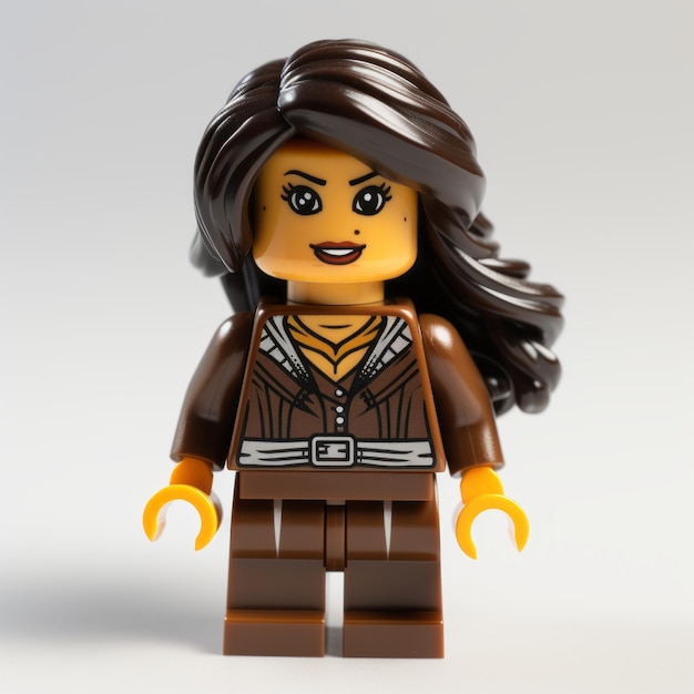 Realistic Lego Minifigure With Long Brown Hair In Easternwestern Fusion Style