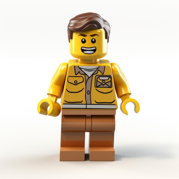 Realistic Lego Movie Character In Blue Shirt And Yellow Hat