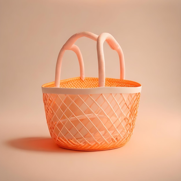 Realistic light Orange basket design Clean and realistic basket illustration Light Orange basket w