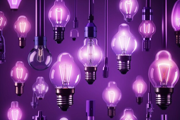 Realistic lightbulbs in purple