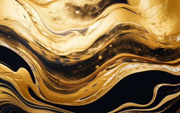 Realistic liquid marble background with gold