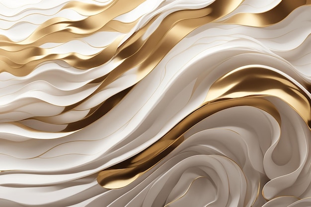 realistic liquid white gold waves background