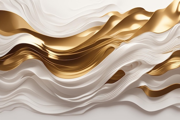 realistic liquid white gold waves background