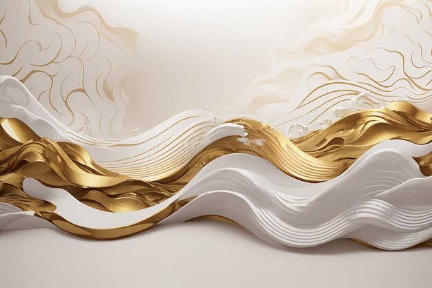 realistic liquid white gold waves background