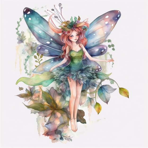 realistic magical forest fairy watercolor transparent