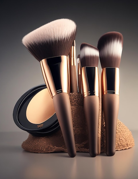 Realistic make up brushes composition