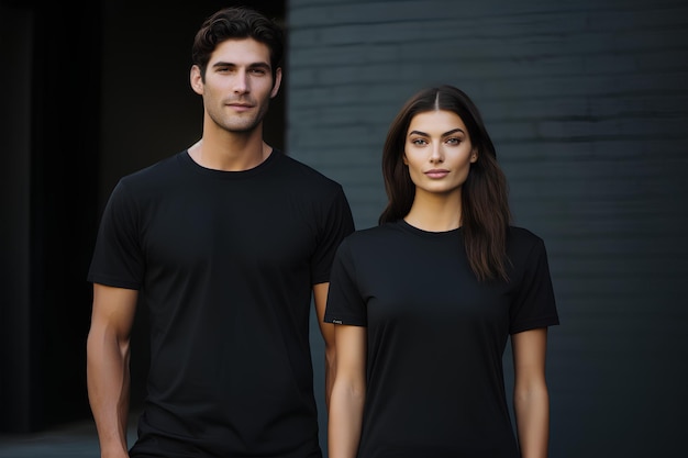 a realistic male model and a female model wearing a full outfit